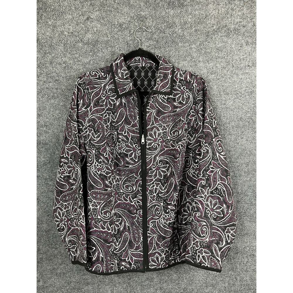 Women's Lightweight Quilted Jacket Size L Black and White reversable Maroon - Picture 1 of 10